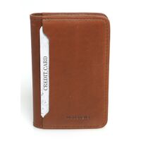 Vintage Cognac Leather Credit Card/ Money Clip