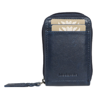 Midnight Soft Cow Leather Credit Card Zip Around Wallet