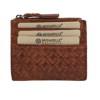 RFID Protected Tan Vintage Leather Credit Card Wallet