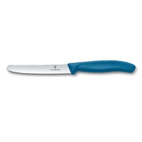 Victorinox Blue 11cm Round Tip Wavy Edge Classic Serrated Steak & Tomato Knife