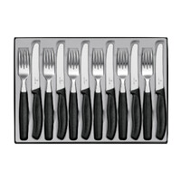 Victorinox Swiss Classic Black 12 Piece Table Set (6 x wavy edge steak knives & 6 x table forks)