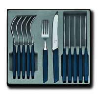Swiss Modern Cornflower 12 Piece Table Set (6 x wavy edge steak knives & 6 x table forks)