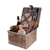 2 Person Hampton Stripe Pattern Lining Picnic Basket