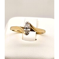 9 Carat Yellow Gold Marquise Cut Cubic Zirconia Ring AUS Size N