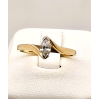9 Carat Yellow Gold Marquise Cut Cubic Zirconia Ring AUS Size N