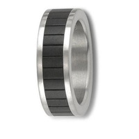 Stainless steel Brushed Finish with Ion Plated Matt Black Ring AUS Size V (US Size 10.5 - EU Size 62)