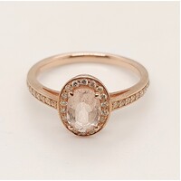 9 Carat Rose Gold Morganite and Diamond Set Ring Size M½