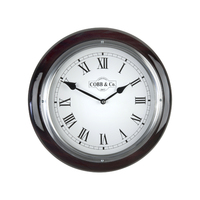 Medium 40cm Gloss Mahogany Railway Clock with Roman Numerals