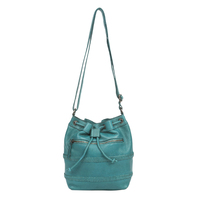 Turquoise Soft Vintage Leather Drawstring/Cross Body Bag