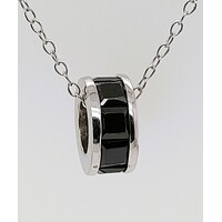 Sterling Silver Onyx Set Wheel Pendant CLEARANCE