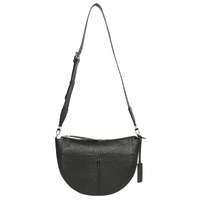 Black Soprano Leather Collection Cross Body Bag with Two Front Pockets