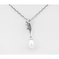 Sterling Silver Marcasite and Pearl Pendant