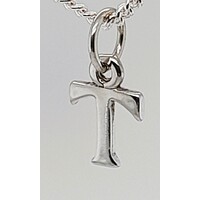 9 Carat White Gold Initial T Charm/Pendant