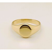 9 Carat Yellow Gold Plain Oval Signet Ring AUS Size R