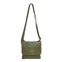 Soft Cow Leather Olive Multi Compartment Cross Body Bag