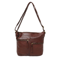 Large Cow Leather Chestnut Hobo/Cross Body Bag