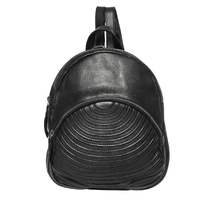 Cow Leather Black Backpack with Front Zipper Pocket