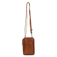 Tan Vintage Cow Leather Cross Body Phone Bag