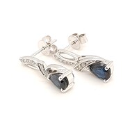9 Carat White Gold Pear Shaped Sapphire and Diamond Set Earrings