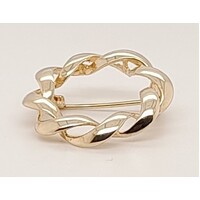 9 Carat Yellow Gold Circular Woven Wreath Brooch