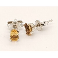 Sterling Silver Claw Set Citrine Stud Earrings