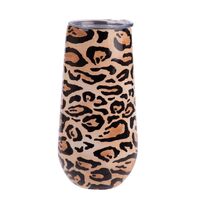 Leopard Print Stainless Steel Double Wall Insulated 180ml Champagne Flute with Splash-proof Lid