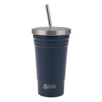 500ml Stainless Steel Double Wall Insulated Smoothie Tumbler with Straw