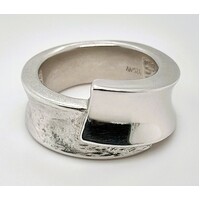 Sterling Silver Textured Satin and Polished Ring AUS Size N½