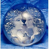 Hand-crafted Full Lead Crystal Tvilling Gemini Dome Paperweight