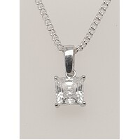 9 Carat White Gold Square Cut Cubic Zirconia Pendant