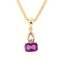 9 Carat Yellow Gold Purple and Pink Amethyst Pendant