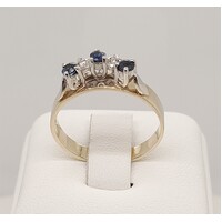 Sapphire and Diamond Curved Eternity Style Ring