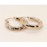9 Carat Two-tone Yellow and White Gold Hoop Earrings