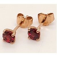 9 Carat Rose Gold and Garnet Stud Earrings
