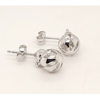 9 carat White Gold Small Cut Out Ball Drop Earrings 