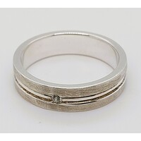 Sterling Silver Satin and Polished Finish Cubic Zirconia Set Ring AUS Size V½