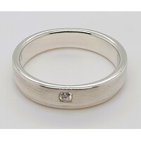Sterling Silver Satin Finish Cubic Zirconia Set Ring AUS Size W - CLEARANCE