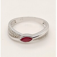 9 Carat White Gold Ruby and Diamond Tapered AUS Ring Size O