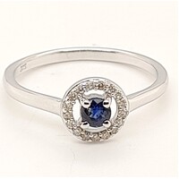 9 Carat White Gold Sapphire and Diamond Ring AUS Size O