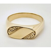 9 Carat Yellow Gold Oblong Signet Ring AUS Size T