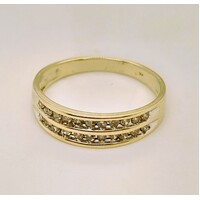 9 Carat Yellow Gold Channel Set Diamond Ring AUS Size O