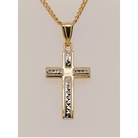 9 Carat Two Tone Yellow & White Gold Cross Pendant