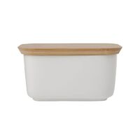White Basics Porcelain Butter Dish with Bamboo Lid