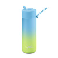 Limited Edition 595ml (20oz) Gradient Sky Blue / Pistachio Green Reusable Stainless Steel Ceramic Bottle with Straw Lid