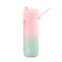 Limited Edition 595ml (20oz) Gradient Blushed / Mint Gelato Reusable Stainless Steel Ceramic Bottle with Straw Lid