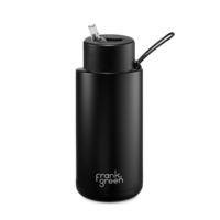 1000ml (34oz) Midnight Stainless Steel Ceramic Reusable Bottle with Straw Lid