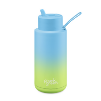 1000ml (34oz) Limited Edition Gradient Sky Blue / Pistachio Green Stainless Steel Ceramic Reusable Bottle with Straw Lid