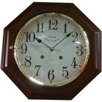 Octagonal 35cm Walnut Timber Station Wall Clock CLB131-ADW-A