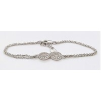 Cubic Zirconia Infinity Symbol Sterling Silver Bracelet - CLEARANCE