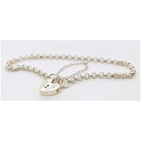 Sterling Silver Belcher Link Padlock Bracelet